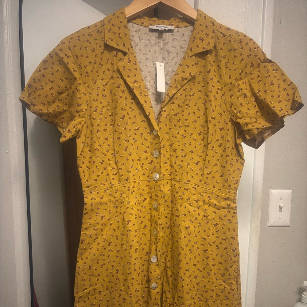 Madewell Mustard Floral Midi Dress